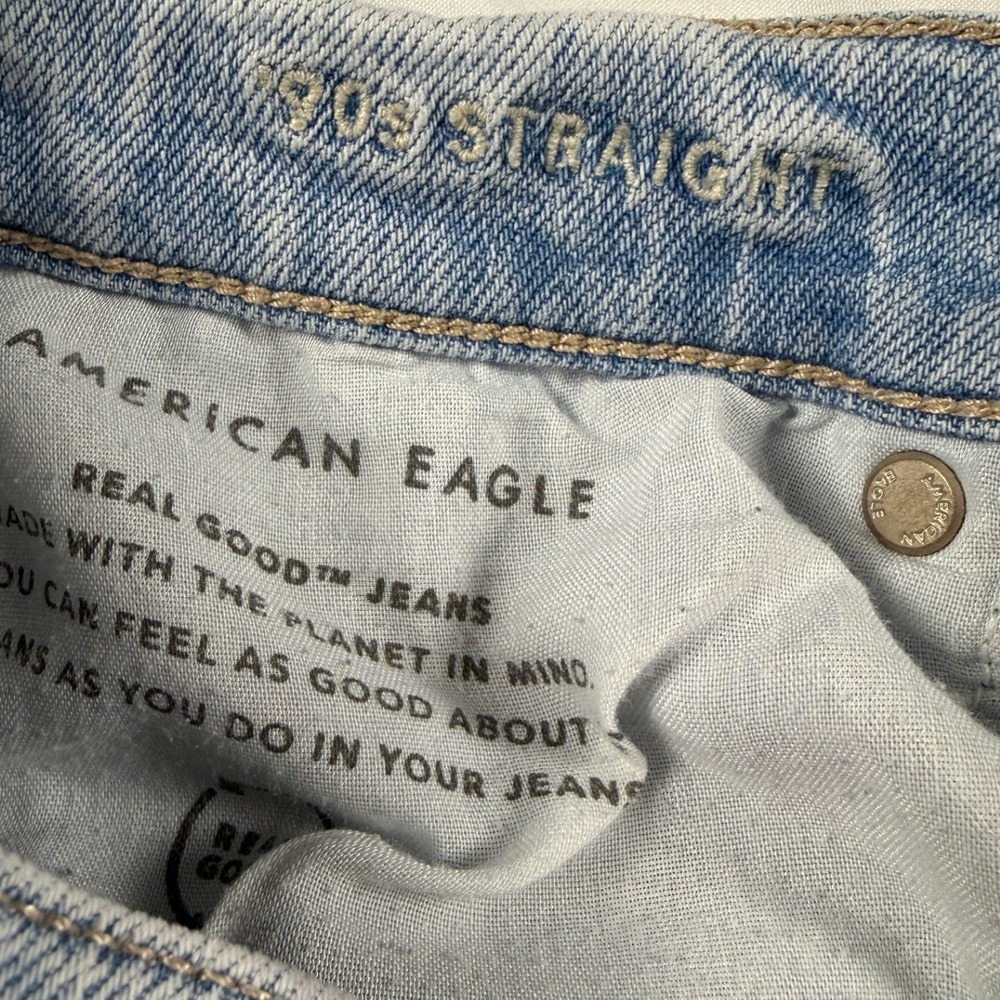 American Eagle 90s Straight Jeans Womens 27 Light Wash High Rise Blue Denim - Picture 5 of 6
